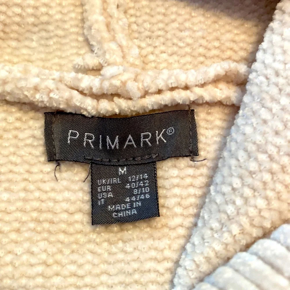 PRIMARK VELOUR SWEATER-Hooded, soft sweater with front pocket, in Cream Size Med - Picture 2 of 6